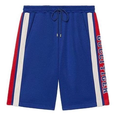 Gucci Tiger cotton jersey shorts with stripes 